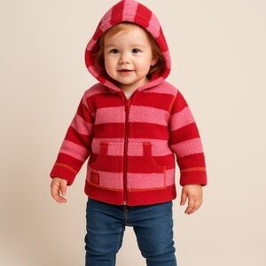 Kashwére Baby Chenille Plush Stripe Hooded Zip Jacket 6–12 Months